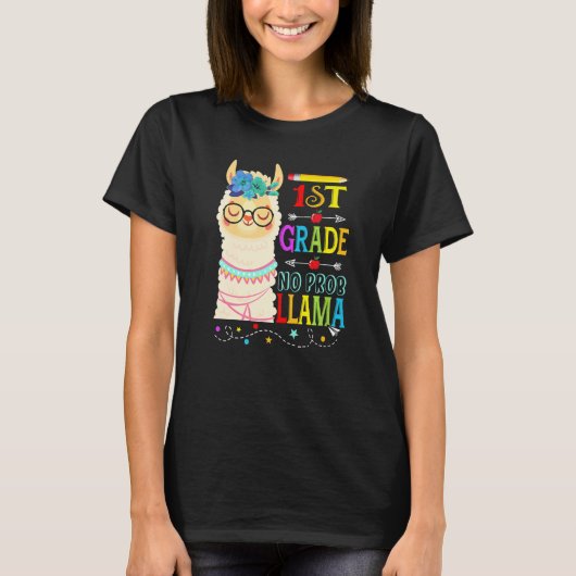 1st Grade No Prob Llama Back To School First Day T-shirt (Voorkant)