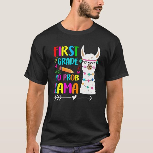 1st Grade No Prob Llama Teacher Back To School Gir T-shirt (Voorkant)