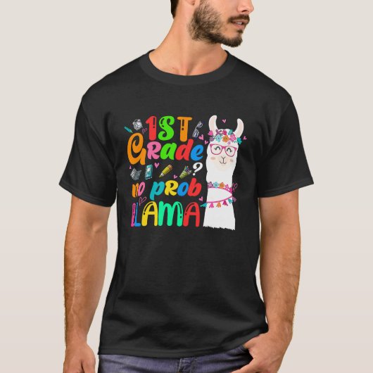 1st Grade No Prob Llama Teacher Student First Day  T-shirt (Voorkant)