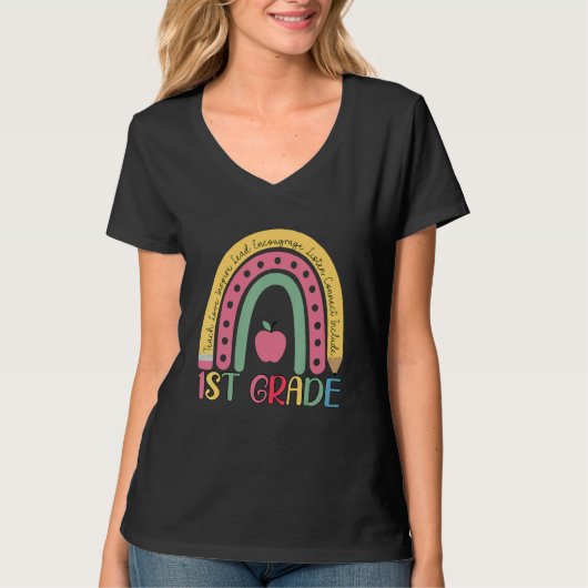 1st Grade Rainbow Team First Grade Teacher Boho Ra T-shirt (Voorkant)