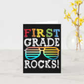 1st Grade Rocks First Squad Back To School T Kaart (Gele Bloem)