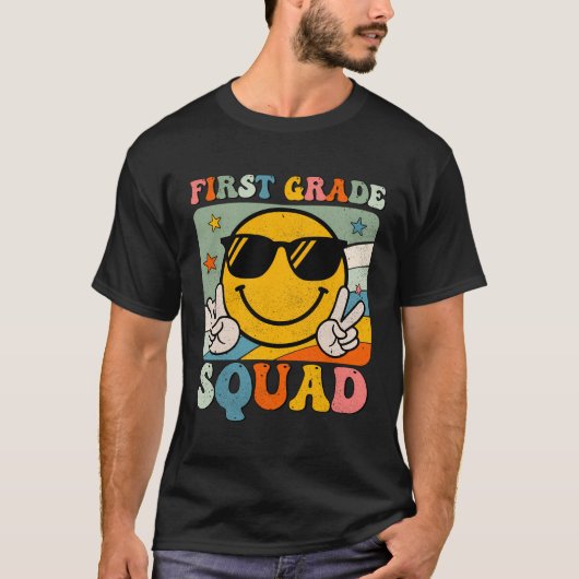 1St Grade Squad First Grade Teacher Student Back T T-shirt (Voorkant)