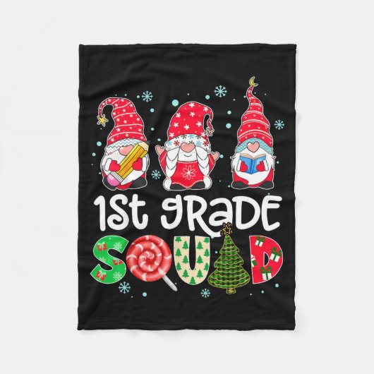 1st Grade Squad Gnome Teacher Christmas Ne Buffalo Fleece Deken (Voorkant)