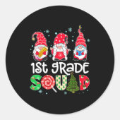 1st Grade Squad Gnome Teacher Christmas Ne Buffalo Ronde Sticker (Voorkant)