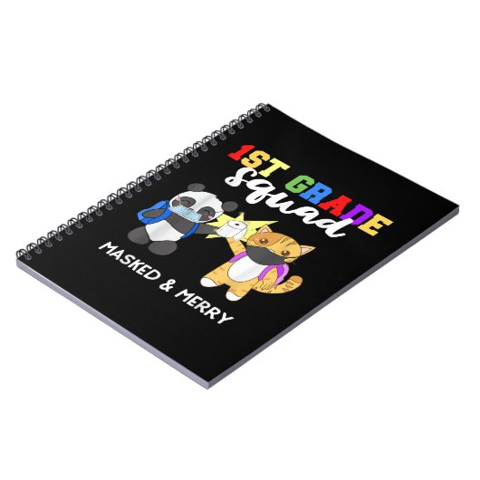 1st Grade Squad Quarantine Panda Kat Funny Mask Notitieboek (Linkerzijde)