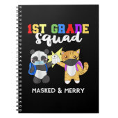 1st Grade Squad Quarantine Panda Kat Funny Mask Notitieboek (Voorkant)
