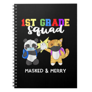 1st Grade Squad Quarantine Panda Kat Funny Mask Notitieboek