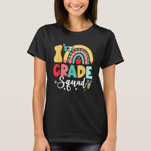 1st Grade Squad Team Funny Back To School Girls Bo T-shirt (Voorkant)