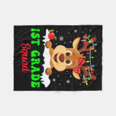 1st Grade Squad Xmas Reindeer Teacher Student Chri Fleece Deken (Voorkant (Horizontaal))
