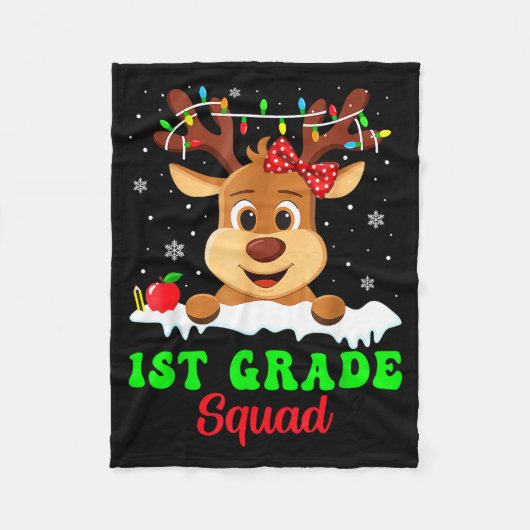 1st Grade Squad Xmas Reindeer Teacher Student Chri Fleece Deken (Voorkant)