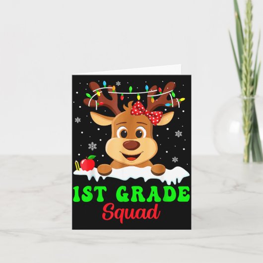 1st Grade Squad Xmas Reindeer Teacher Student Chri Kaart (Voorkant)