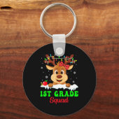 1st Grade Squad Xmas Reindeer Teacher Student Chri Sleutelhanger (Voorkant)