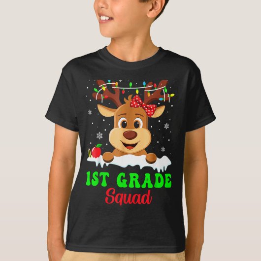1st Grade Squad Xmas Reindeer Teacher Student Chri T-shirt (Voorkant)