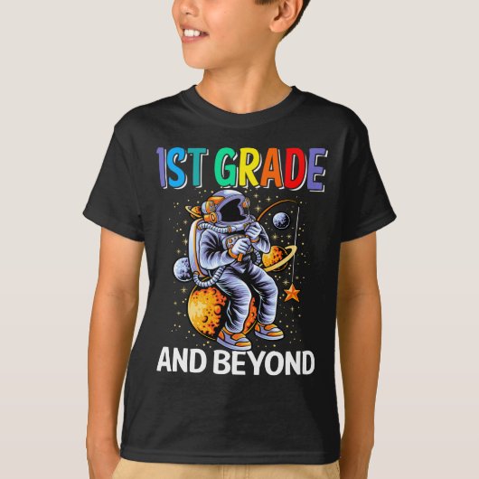 1st Grade T-shirt Terug naar School Spaceman Space (Voorkant)