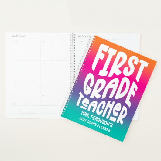 1st Grade Teacher Colorful Ombre Class Planner (Display)