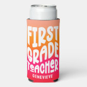 1st Grade Teacher Orange Red Gradient Seltzer Blikjeskoeler (Seltzer Achterkant)