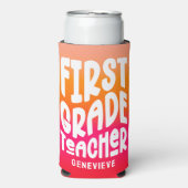 1st Grade Teacher Orange Red Gradient Seltzer Blikjeskoeler (Seltzer Voorkant)