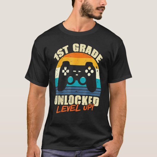 1st Grade Unlocked Level Up Gamer Back To School F T-shirt (Voorkant)