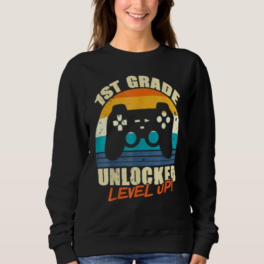 1st Grade Unlocked Level Up Gamer Back To School F Trui (Voorkant)