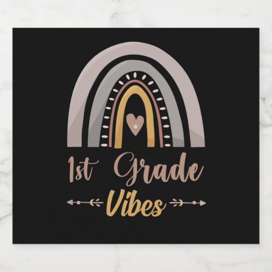 1st Grade Vibes Rainbow First Grade Back to School Bier Etiket (Enkel label)