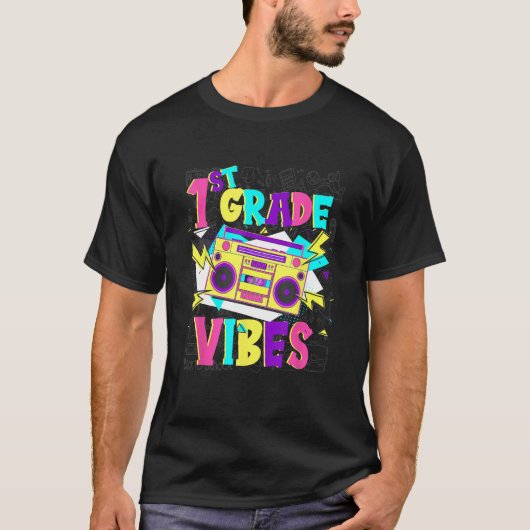 1st Grade Vibes Stereo Student Teacher Back To Sch T-shirt (Voorkant)
