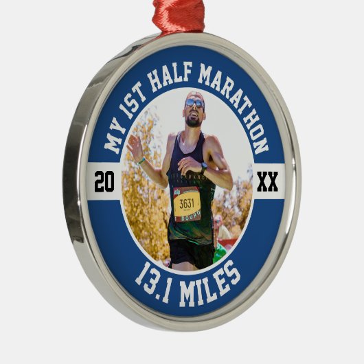 1st Half Marathon Runner First Running Marathoner  Metalen Ornament (Rechts)