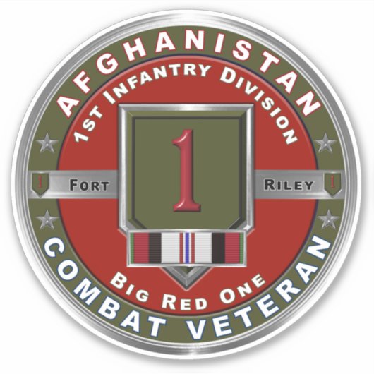 1st Infanterie Divisie Afghanistan Veteraan Vinyl Sticker (Voorkant)