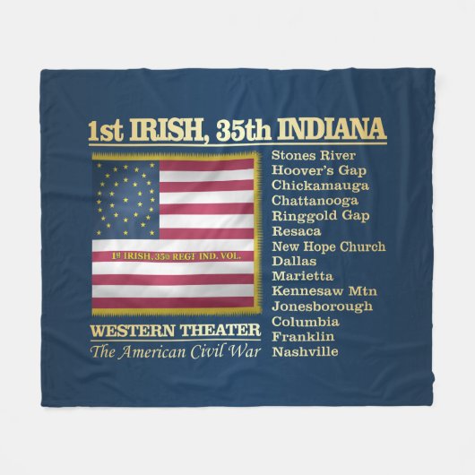 1st Irish, 35th Indiana Infantry (BH) Fleece Deken (Voorkant (Horizontaal))