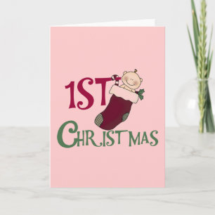 1st Kerstmis-Baby in Kous Feestdagen Kaart