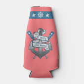 1st Mate Anker Nautische Riemen Koraal Roze | Aang Flesjeskoeler (Voorkant)