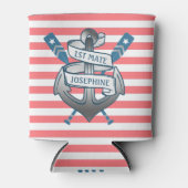 1st Mate Anker nautische riemen Stripes gepersonal Blikjeskoeler (Voorkant)