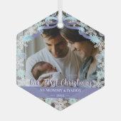 1st Pascal Newborn Parents Soft Blue Tone Custom Glas Ornament (Voorkant)