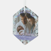 1st Pascal Newborn Parents Soft Blue Tone Custom Glas Ornament (Voorkant links)
