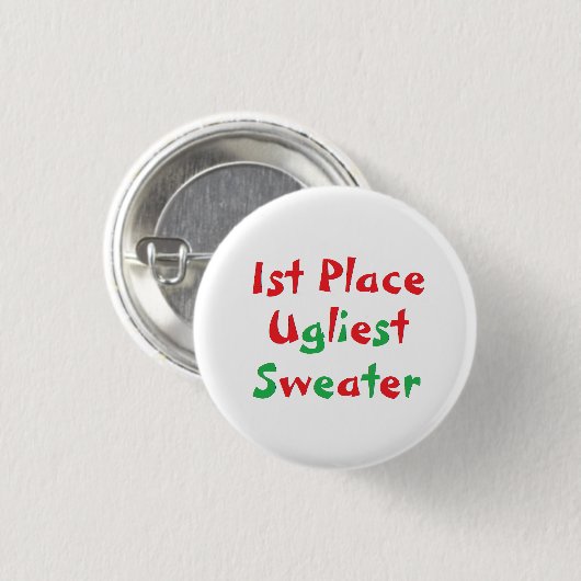 "1st Place" Ugliest Sweater Award Button (Voorkant /achterkant)