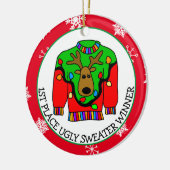 1st Place Winner Ugly Sweater Contest Medal Keramisch Ornament (Links)