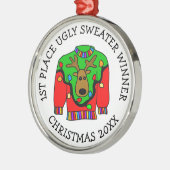 1st Place Winner Ugly Sweater Contest Medal Metalen Ornament (Links)