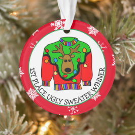 1st Place Winner Ugly Sweater Contest Medal Ornament