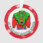 1st Place Winner Ugly Sweater Contest Medal Ornament (voorkant)