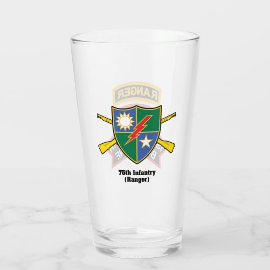 1st Ranger BN oude stijl scroll met tab Beer Glass Glas (Achterkant)