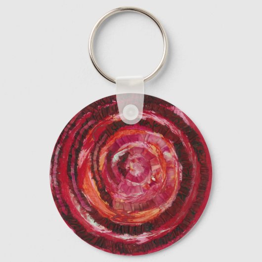 1st-Root Chakra Red Spiral Artwork #2 Sleutelhanger (Voorkant)