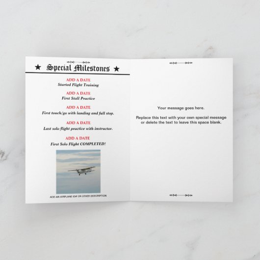 1st Solo Flight Congratulations Card Kaart (Binnen)