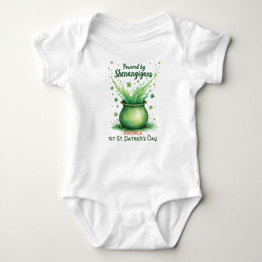 1st St. Patrick's Day, Powered by Shenanigans Romper (Voorkant)