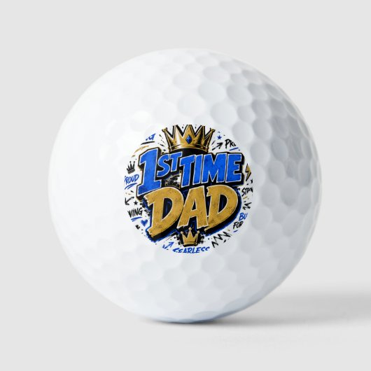 1st Time Dad Tweekleurige koffie Golfballen (Voorkant)