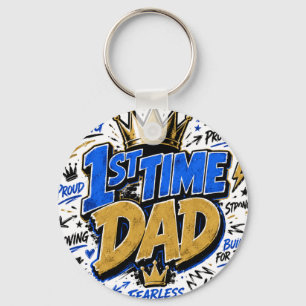 1st Time Dad Tweekleurige koffie Sleutelhanger