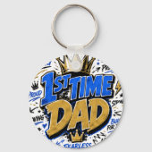 1st Time Dad Tweekleurige koffie Sleutelhanger (Achterkant)