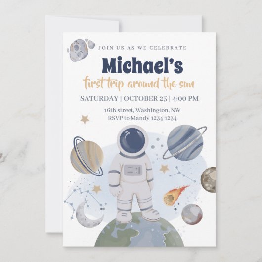 1st Trip Birthday Boy Uitnodiging (Voorkant)