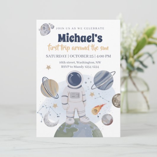 1st Trip Birthday Boy Uitnodiging (Staand voorkant)