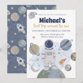 1st Trip Birthday Boy Uitnodiging (Voorkant / Achterkant)