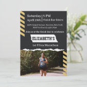 1st Ultra Marathon Runner First Running Party Kaart (Staand voorkant)