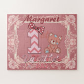 1st Valentine's Day Teddy Bear Bow Floral Motifs Legpuzzel (Horizontaal)